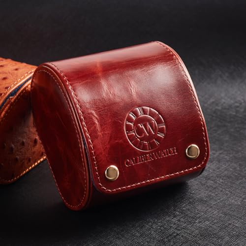 Genuine Napa Leather Watch Roll Travel Case - Travel Watch Rolls and Leather Watch Display Cases with Velvet Interior - Watch Storage Organizer Men's By CALIBERWATCH (Brown - Single) - color: Brown - Single