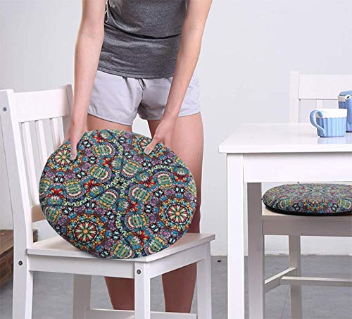 Sigmat Memory Foam Seat Cushion Anti-Slip Soft Round Stool Cushion Chair Pad 13 Inch Graphic - color: Graphic, size: 13 Inch