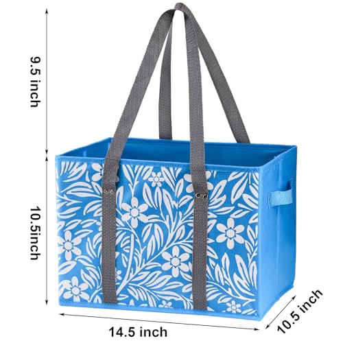 yarlung 4 Pack Reusable Grocery Bags, Collapsible Large Storage Box Bag with Reinforced Bottom and Handle, Heavy Duty Foldable Shopping Tote Bags for Groceries, Clothes, Toys Organizer