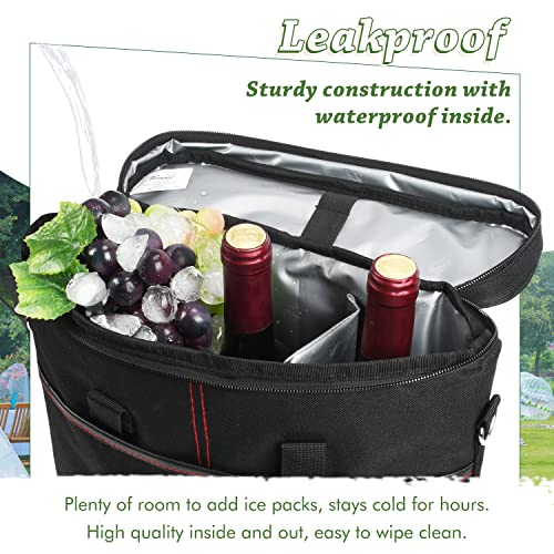 Tirrinia Insulated Wine Gift carrier - 3 Bottle Travel Padded Wine Carry Cooler Tote Bag with Handle and Adjustable Shoulder Strap, Black - color: Black