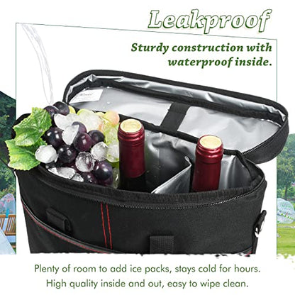 Tirrinia Insulated Wine Gift carrier - 3 Bottle Travel Padded Wine Carry Cooler Tote Bag with Handle and Adjustable Shoulder Strap, Black - color: Black