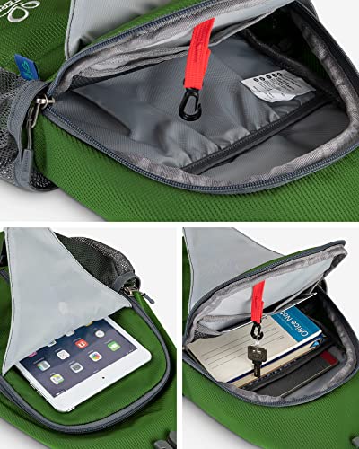 WATERFLY Crossbody Sling Backpack Sling Bag Travel Hiking Chest Bag Daypack - color: Z-army Green