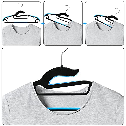 Tinfol 30PC Dry Wet Clothes Hangers with Non-Slip Pads, 16inch Plastic Space Saving Clothes Hanger - Heavy Duty Suit Hanger for Cloth,Underwear, Pants, Shirts and Sweaters - color: Black, size: 30 Pack