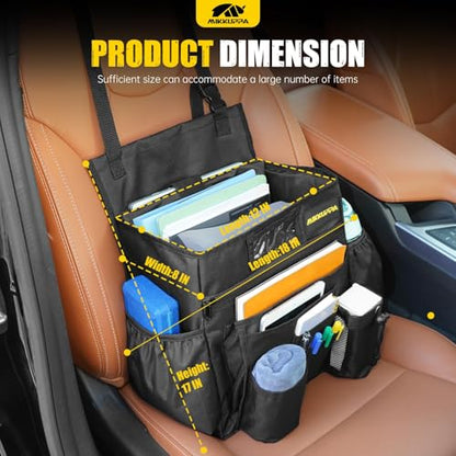 MIKKUPPA Car Front Seat Organizer - Upgraded Enlarged Passenger Seat Organizer with Dedicated Laptop Tablet Storage & Cup Holder, Suitable for Car File Organizer & Patrol Bag Law Enforcement