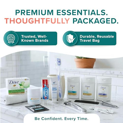 20 Piece Hygiene Kit Bulk, Travel Size Toiletries Set, Care Package Supplies, Mini Deodorant Shampoo Body Wash Toothbrush Toothpaste Razor Kit, TSA Approved, Clear Bag - size: 5 Pack