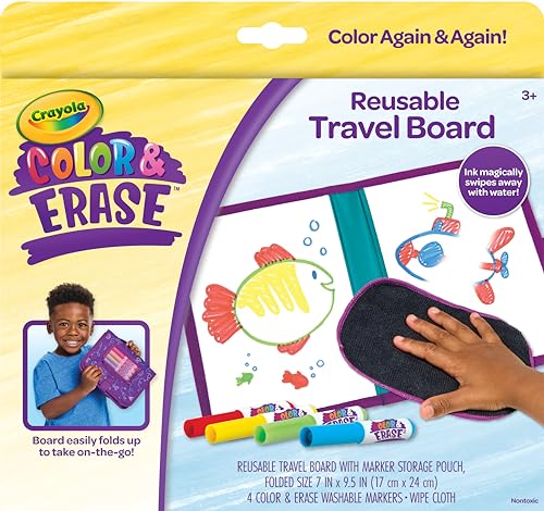 Crayola Color & Erase Drawing Board for Kids, Travel Coloring Kit, Drawing Toy, Toddler Coloring Set, Gift for Kids, 3+ - style: Travel Board