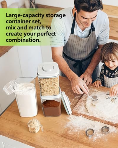 Airtight Food Storage Containers Set with One-Touch Lid, 4-Pack (4.22 QT / 4.0 L) Best Value Stackable Durable PET for Complete Kitchen Pantry Organization - color: 4.2QT*4