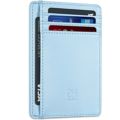 GH GOLD HORSE Slim RFID Blocking Card Holder Minimalist Leather Front Pocket Wallet for Women | Slim - color: Oil Wax Blue