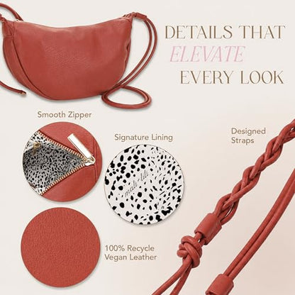 Mali&Lili Hobo Shoulder Bag for Women, Aria Convertible Crossbody Bags for Women, Vegan Leather purses, Shoulder Handbags - color: Cognac