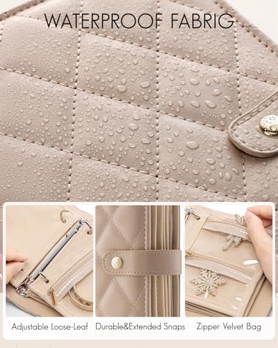 VLANDO Travel Jewelry Case,Portable Jewelry Organizer Storage Book with Clear Zipper Velvet Jewelry Pouch Bag Gifts for Traveler Women Girls-Toffee - color: Toffee