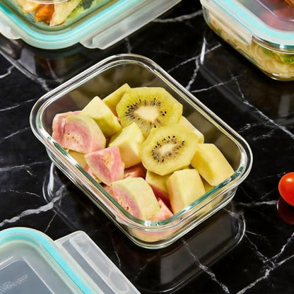 Liuruiyu Glass Food Storage Containers with Lids, 8 Pack Meal Prep Containers, Airtight Bento Boxes with Leak Proof Locking for Microwave, Oven, Freezer and Dishwasher, BPA Free（5oz to 36oz） - color: 8 Pack-(5-35oz)