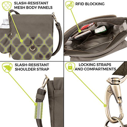 Travelon Anti-Theft Courier Tour Bag - color: Stone Gray