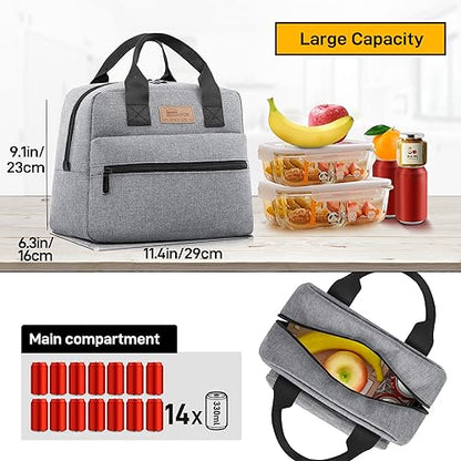 HOMESPON Insulated Lunch Bag for Women Men Lunch Box Cooler Lunch Tote for Work Picnic (Grey) - color: Gray