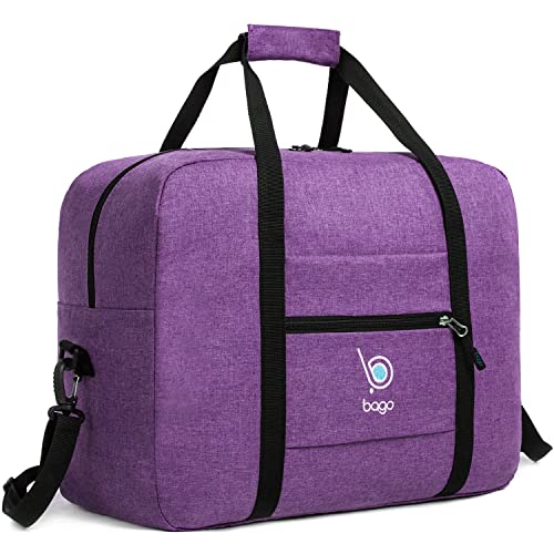 Bago Personal Item Travel Bag For Airlines - Fits As 18x14x8 inches Travel Bag Spirit & Frontier Airlines - Foldable Duffle Bag For Travel - Personal Item Bag Small Carry On Bag For Air Travel - color: SnowDepPurple