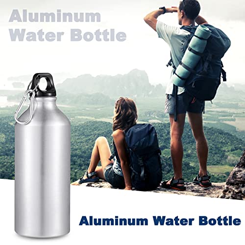 CHENGU Aluminum Water Bottle 20 oz Reusable Bottles Lightweight Leak Proof Aluminum Sports Travel Bottles with Twist Cap Buckle for Gym, Hiking, Cycling, Camping, Fishing - color: Silver