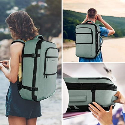 Vancropak Travel Bag, Large 40L Carry on Backpack Airline Approved Expandable Suitcase Daypack, Water Resistant Travel Backpack Overnight Lightweight Luggage Weekender Bag for Flight Men Women, Cyan - color: Green, size: X-Large