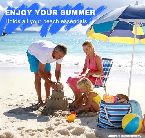 CaCTOUR Large Beach Bag Women,Beach Bags Waterproof Sandproof with Zipper Wet Pocket,Beach Tote Pool Bag for Swim Gym Travel - color: Blue