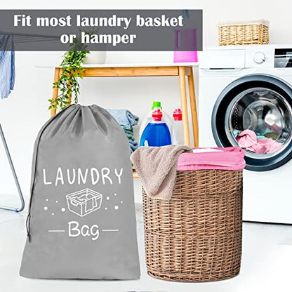 Sylfairy 2 Pack Extra Large Travel Laundry Bag, Dirty Clothes Organizer with Drawstring,Heavy Duty Travel Laundry Bags,Easy Fit a Laundry Hamper Travel Essentials - color: Pink+Light Grey
