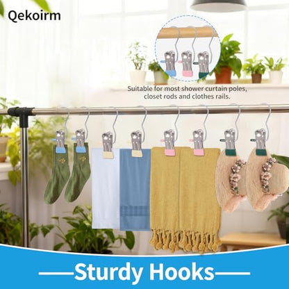 30 Pack Heavy Hanger Clips for Closet, Laundry Hooks Hanging Clips with, Clothespin for Clothes Pants,Clothes Pins Multi-Purpose Clip Big Hangers & Pants Clip Hangers for Hats Socks Towels Travel - color: Colours