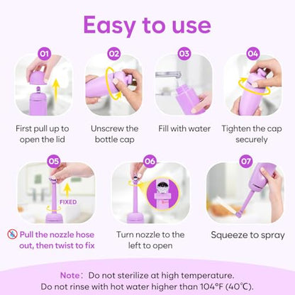 Easy@Home Portable Travel Bidet: Peri Bottle for Postpartum Essentials - Handheld Sprayer Kit for Perineal Care & Personal Hygiene | 380ml (12.8oz) | Women & Men | EPB-01 Pink - color: Pink