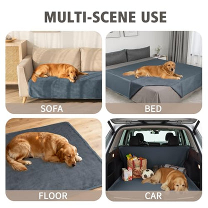 Ameritex Pet Bed Blanket Reversible 100% Waterproof Velvet Super Soft for Sofa and Bed - color: Blue+navyblue, size: 40x60 Inches