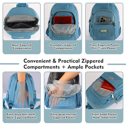 AOTIAN Mini Nylon Women Backpacks Casual Lightweight Small Daypack for Girls - color: Mini Light Blue