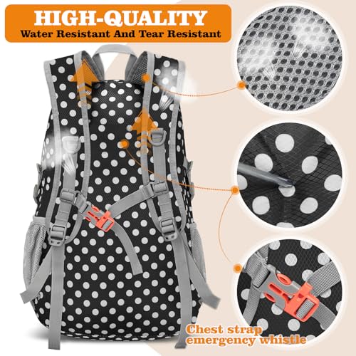 ZOMAKE Lightweight Packable Backpack 30L, Foldable Hiking Backpacks Water Resistant Compact Folding Daypack for Travel(Black，White polka dots) - color: Black，white Polka Dots