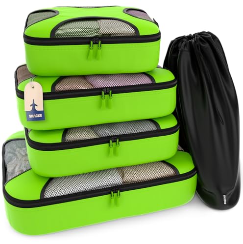 Shacke 5 Set Packing Cubes for Travel – Luggage Organizer & Suitcase Bags with Laundry Bag, Carry On Packing Organizer, Travel Accessories for Women Men (Green Grass) - color: 5 Set - Green Grass, size: Set of 5