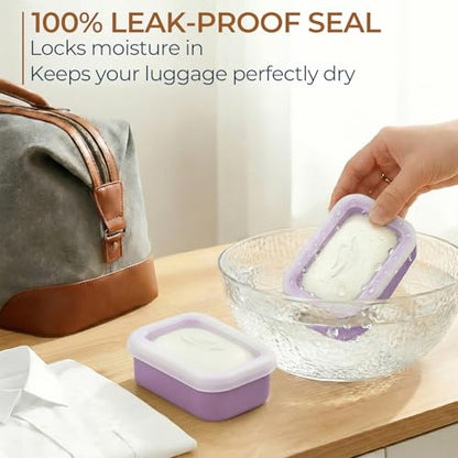 AIMAIAIMAI Enhanced Leak Proof Travel Soap Container, Compact Silicone Travel Soap Holder with Drainage Pad, Great for Camping, Gym and Business Trip (Purple) - color: Purple