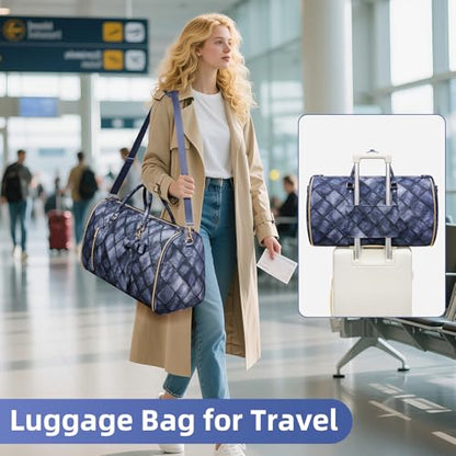 Convertible Garment Duffel Bag for Travel, 2-in-1 Foldable Travel Bag with Shoe Compartment, 20.5x10x12.5Inch Carry On Weekender Bags for Men Women Business Trip, Vacation, Graduation, Blue - color: Sapphire