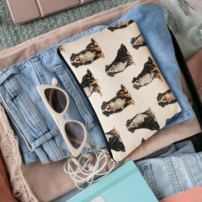Bernese Mountain Dog Makeup Bag, Bernese Mountain Lovers Gifts Cosmetic Bag for Women, Dog Mom Lovers Owner Gifts for Women Christmas, Pet Lover Gift Zipper Travel Makeup Pouch for Purse - color: bernese mountain