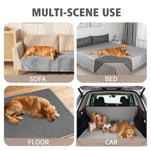 Ameritex Pet Bed Blanket Reversible 100% Waterproof Velvet Super Soft for Sofa and Bed - color: Silvergrey+grey, size: 40x60 Inches