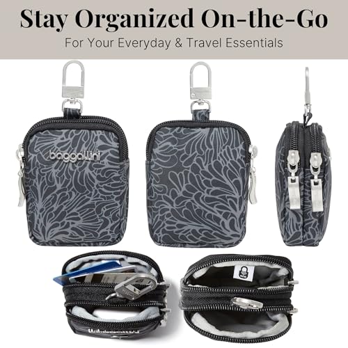 Baggallini womens On the Go Mini Pouch - color: Midnight Blossom Print