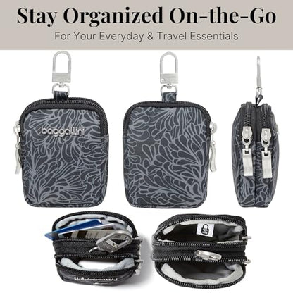 Baggallini womens On the Go Mini Pouch - color: Midnight Blossom Print