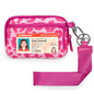 YDF Small Nylon Wristlet Wallet for Women, Minimalist Zip Keychain Coin Purse Card Case with Clear ID Window, Water-Resistant Pouch - color: Hot Pink Leopard