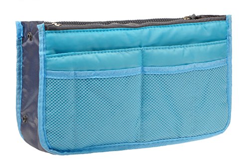Vercord Purse Organizer Insert for Handbags Bag Organizers Inside Tote Pocketbook Women Nurse Nylon 13 Pockets Blue Large - color: Blue, size: Large