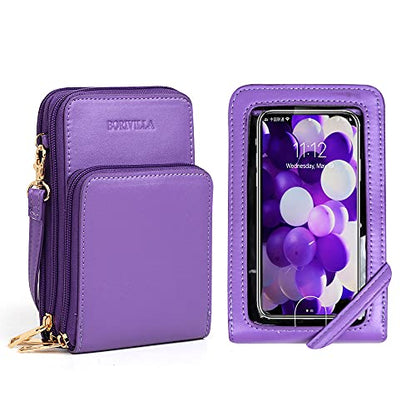 Crossbody Cellphone Purse Women Touch Screen Bag RFID Blocking Wallet Handbag Shoulder Strap - color: Purple-small, size: Small