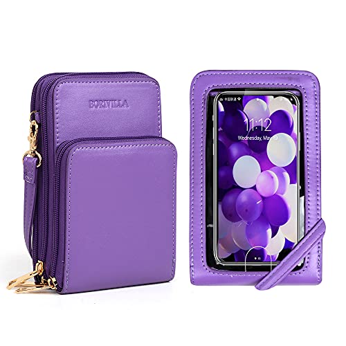Crossbody Cellphone Purse Women Touch Screen Bag RFID Blocking Wallet Handbag Shoulder Strap - color: Purple-small, size: Small
