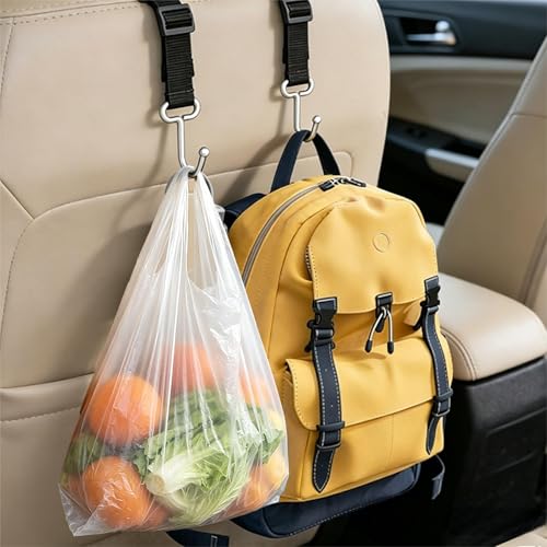 Purse Hook for Car, Adjustable Headrest Hooks, 2 Pack | 100 LBS Heavy Duty, Metal Construction, Includes Carabiner, Easy Install - style: DL2