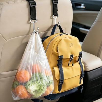 Purse Hook for Car, Adjustable Headrest Hooks, 2 Pack | 100 LBS Heavy Duty, Metal Construction, Includes Carabiner, Easy Install - style: DL2