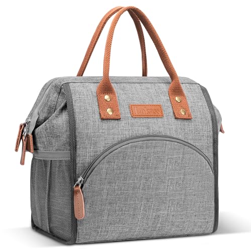 LOKASS Insulated Lunch Bag for Women & Men - Reusable 10 L Lunch Box for Women - Leakproof Tote Cooler Bag for Adults Work, Beach, Travel, Picnic (Grey) - color: Gray
