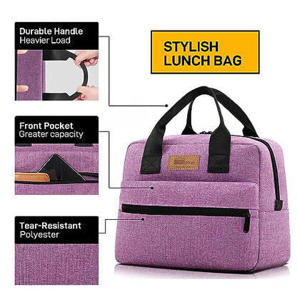 HOMESPON Insulated Lunch Bag for Women Men Lunch Box Cooler Lunch Tote for Work Picnic (Purple) - color: Purple