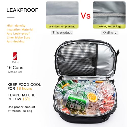 TUGUAN Insulated Cooler Backpack 38 Cans Double Deck Leakproof Lightweight Soft Lunch Backpack Small Cooler Bag Beach Picnic - color: 8901-black