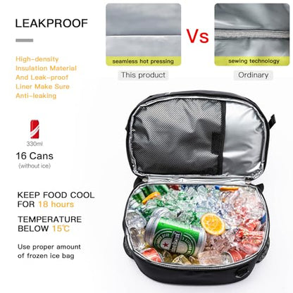 TUGUAN Insulated Cooler Backpack 38 Cans Double Deck Leakproof Lightweight Soft Lunch Backpack Small Cooler Bag Beach Picnic - color: 8901-black