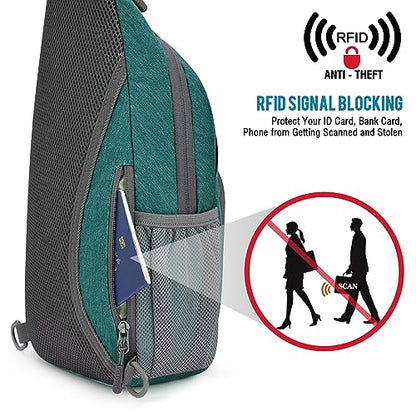G4Free RFID Sling Bag Crossbody Backpack Small Chest Shoulder Bag Hiking Outdoor - color: Green