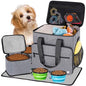 5 Set Dog Travel Bag for Supplies, Dog Lovers, Large Pet Travel Kit Includes 2 Food Containers&2 Collapsible Bowls、Placemats,Grey - color: Wavellite Gray
