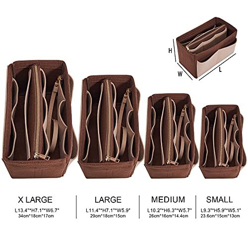 Vercord Felt Organizer Insert For Purse Handbag Tote Bag In Bag Inside Shaper Divider Neo Coffee & Beige Small - color: A Coffee & Beige, size: Small