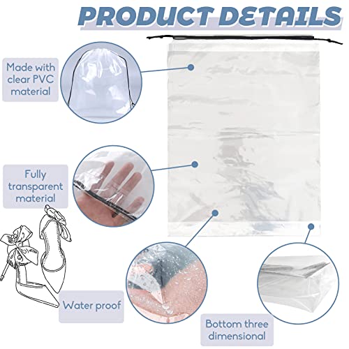100 Pcs Shoe Bags for Travel,Large Transparent Travel Shoe Bags for Packing,Clear Plastic Drawstring Bag Shoe Dust Bags,Portable Shoes Organizers Pouch with Rope for Men and Women - size: 100