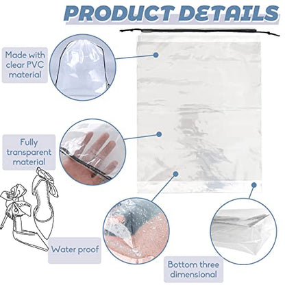 50 Pcs Shoe Bags for Travel,Large Transparent Travel Shoe Bags for Packing,Clear Plastic Drawstring Bags Shoe Dust Bags,Portable Shoes Organizers Pouch with Rope for Men and Women - size: 50