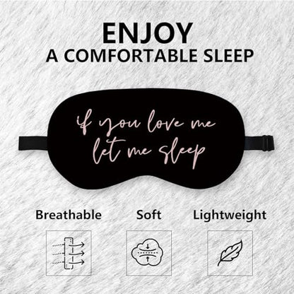 Let Me Sleep Silk Eye Mask for Sleeping,Funny Sleep Mask, Black Pink Couple Blindfold Adjustable Strap Night Sleep Mask for Women Girls, Airplane Travel Nap, Pink Love Me Sleeping Mask Eye Cover - color: Let Me Sleep